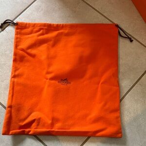 Hermes Vibrant Orange Drawstring Pouch